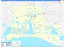 Lake Charles Metro Area Wall Map Basic Style 2026